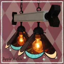 2灯ペンダントランプ 【 アーモンド 2Lights　Almond 】 ステンドグラス ペンダントライト LED対応