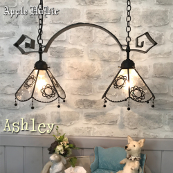 2灯ペンダントランプ 【 アシュリー 2Lights　Ashley 】 ステンドグラス ペンダントライト LED対応