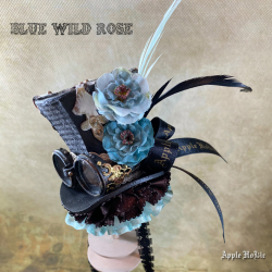 ドール用ハット 【 ブルーワイルドローズ　Blue wild rose 】 1/6サイズ ブライス 帽子 ドール