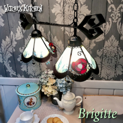 2灯ペンダントランプ 【 ブリギッテ 2Lights　Brigitte 】 ステンドグラス ペンダントライト LED対応