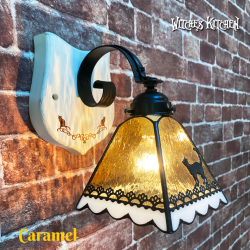 ステンドグラス ランプ 猫のブラケットライト 【 路地裏のカラメル Caramel 】 LED対応 壁掛け照明