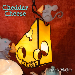 ペンダントライト 【 チェダー Cheddar 】 LED対応 チーズ ステンドグラス ランプ ねずみ