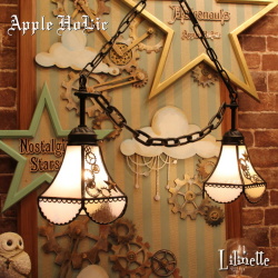 2灯ペンダントランプ 【 リリネット 2Lights　Lilinette 】 ステンドグラス ペンダントライト LED対応