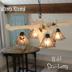 シャンデリア 【 ワイルドストロベリー　Wild Strawberry 】 ステンドグラス ペンダントライト LED対応