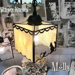 猫のペンダントライト 【 路地裏のモリー Molly 】LED対応 ステンドグラス ランプ ネコ