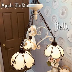 シャンデリア 【 ベティー Betty 】 LED対応 ドット 3灯 ステンドグラス ランプ