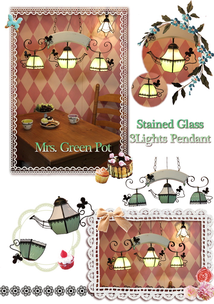 3灯 シャンデリア【 ミセス・グリーンポット 3Lights Mrs.Green